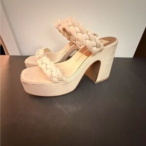 Dolce Vita Braided Platform Slide Heels in Cream - Women's